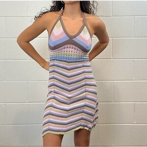 Pink Rose Pastel Knit Halter Dress